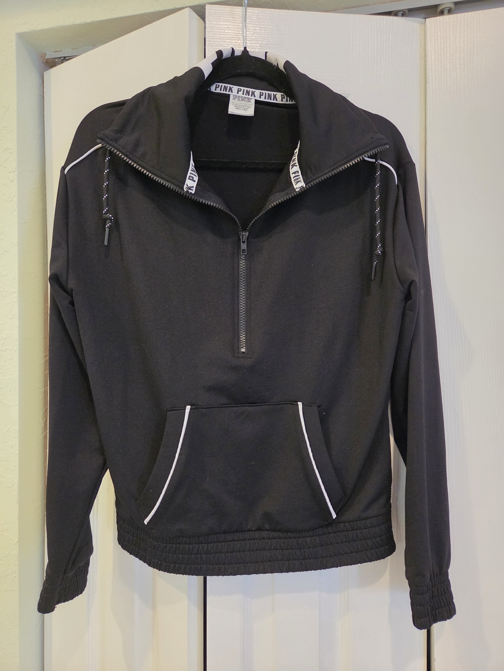 PINK Victoria's Secret Women's Black Quarter-Zip Pullover Sweater